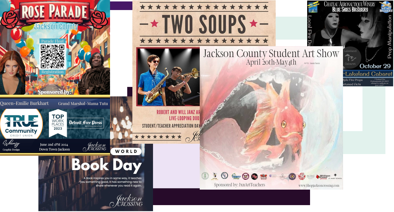 A collage of selected Whimsy campaign work